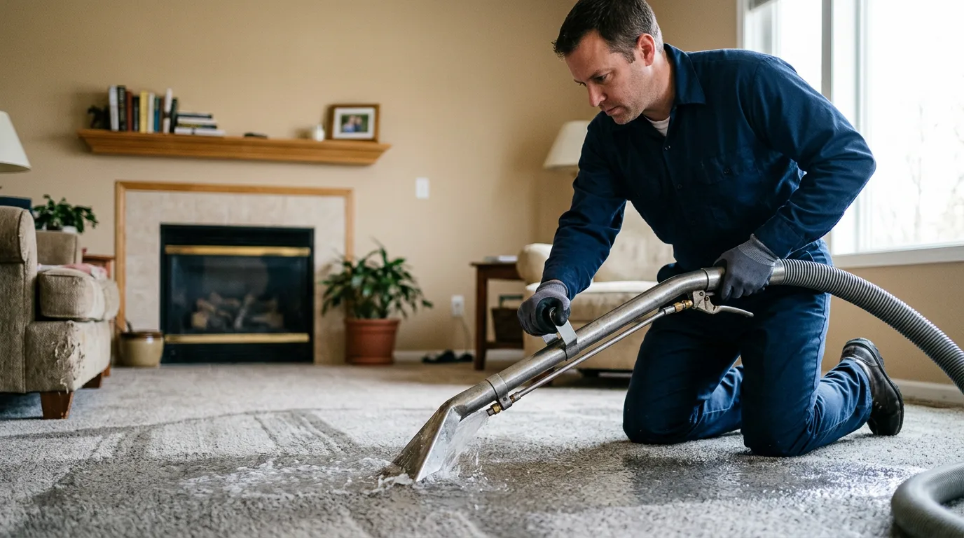 Water damage restoration technician working near Drexel, NC